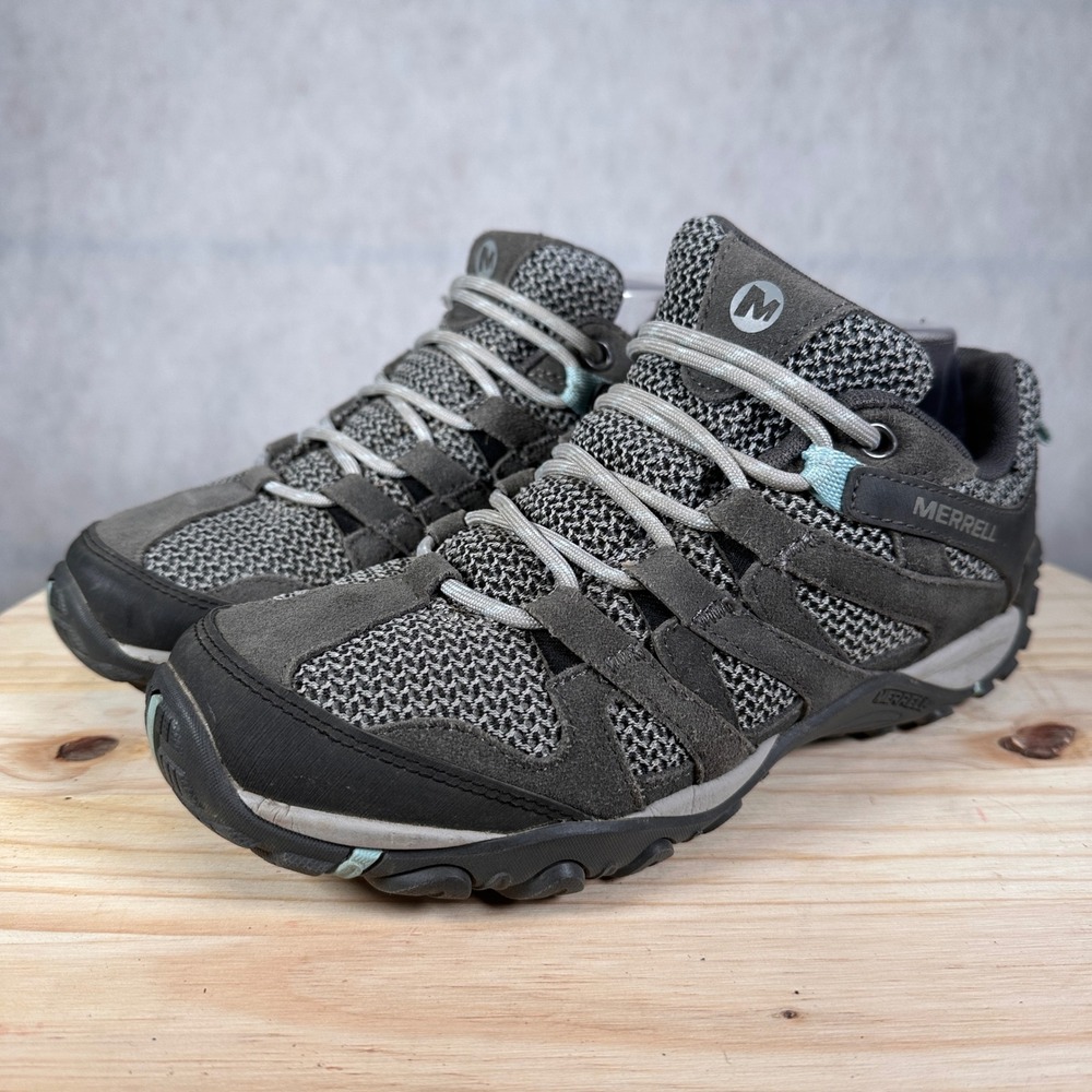 Merrell Hiking Shoes Women Size 7.5 Grey Good Suede Mesh Trail Sneakers